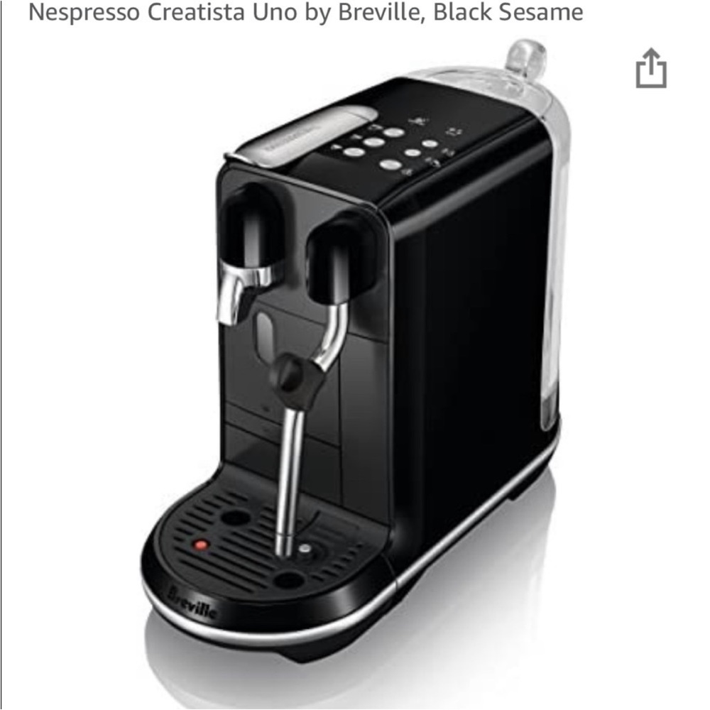 Breville Nespresso Creatista Uno Espresso & Milk Frother Machine - Black Sesame